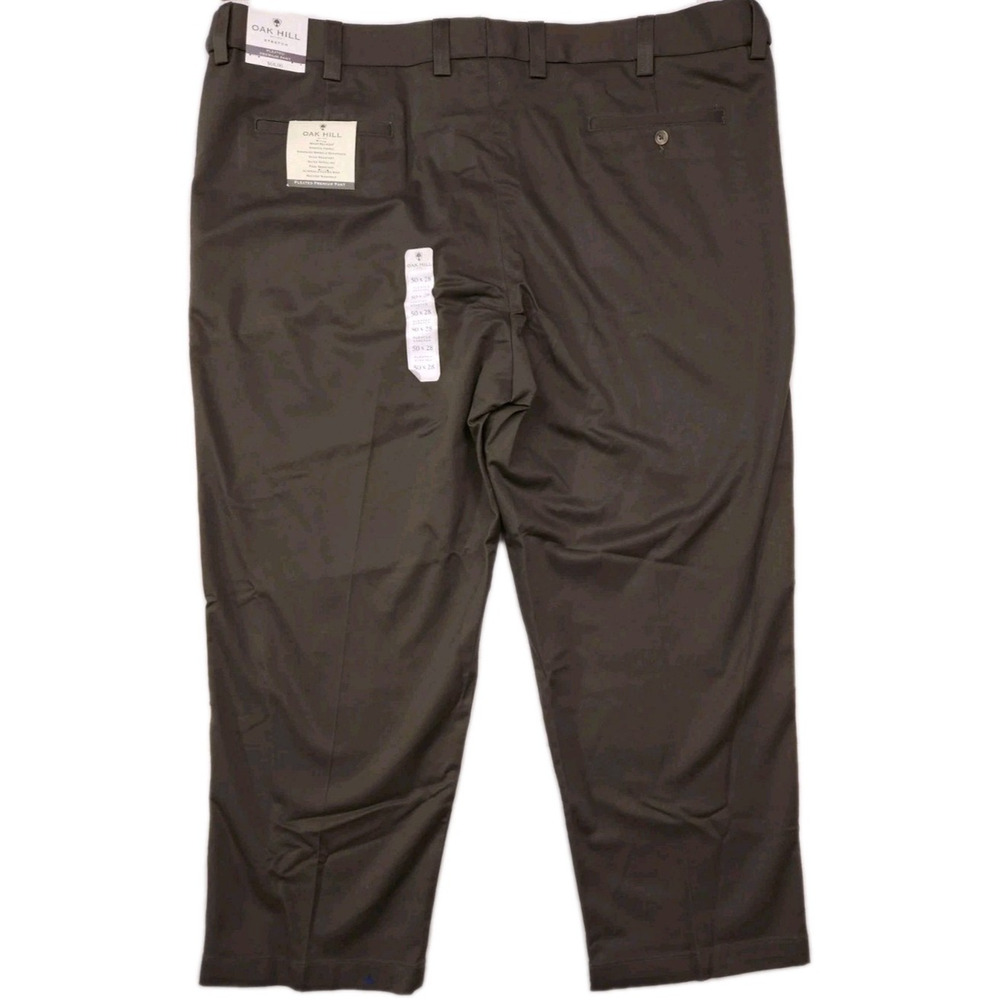 Oak Hill Dress Pants Men's 50x28 Olive Pleated Stretch Waist Relaxer NWT